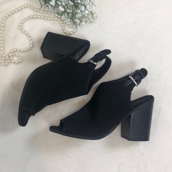 3/$20 | textured fabric peep toe sling back heels - Picture 2 of 5